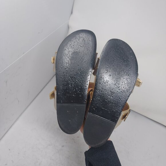 Louis Vuitton Brown Gold Buckle Bom Dia Monogram Flat Slide Sandals - Picture 2 of 16